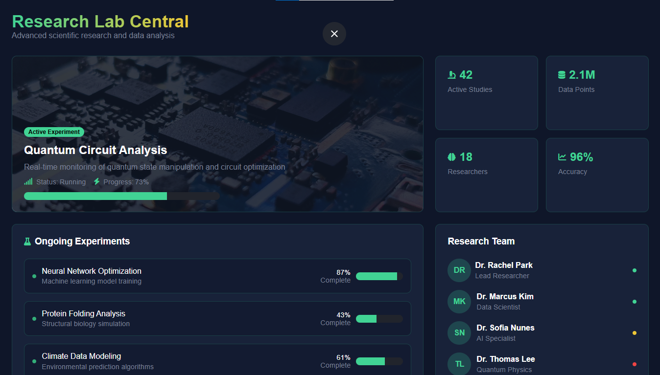 Science Lab Webpage Screenshot